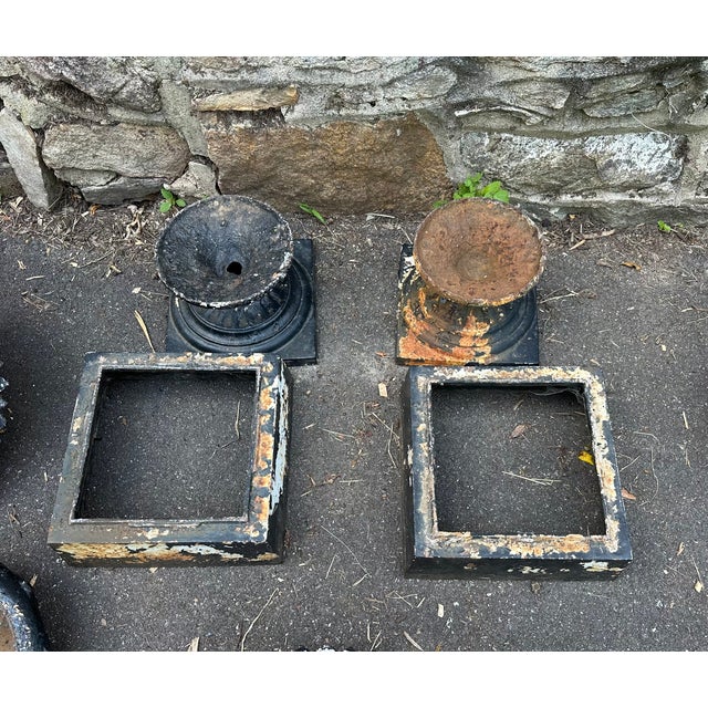 Late 19th Century Victorian Cast Iron Garden Urns - A Pair For Sale - Image 12 of 15