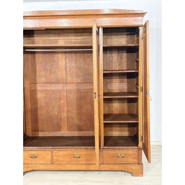 Art Nouveau German Wardrobe in Oak, 1920 For Sale - Image 4 of 13