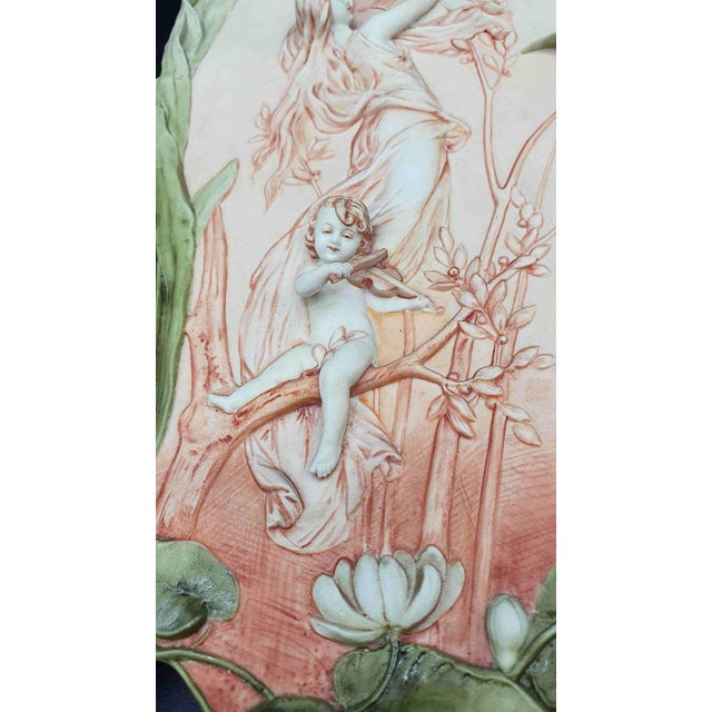 Art Nouveau Bas Relief Biscuit Plates by A Mucha, Set of 2 For Sale - Image 12 of 16