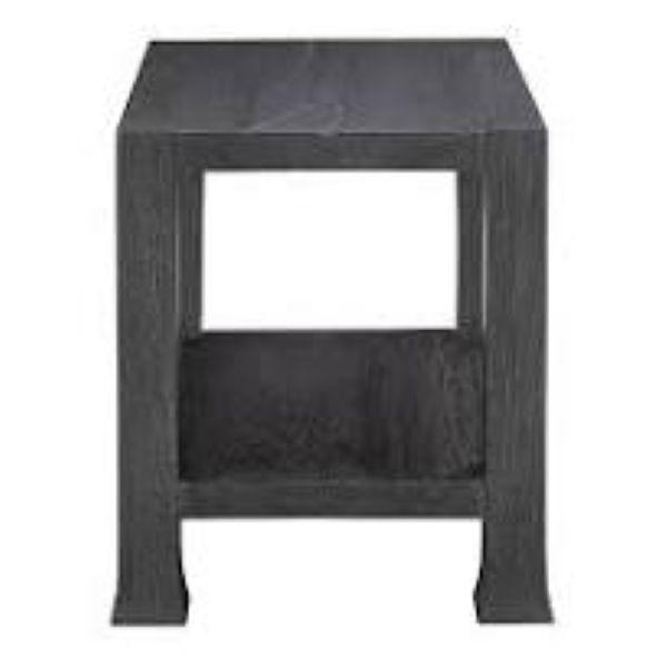 Berkely Side Table Dimensions: W: 20.75 in D: 26.75 in H: 24 in Finish: Carbonized Suar Wood