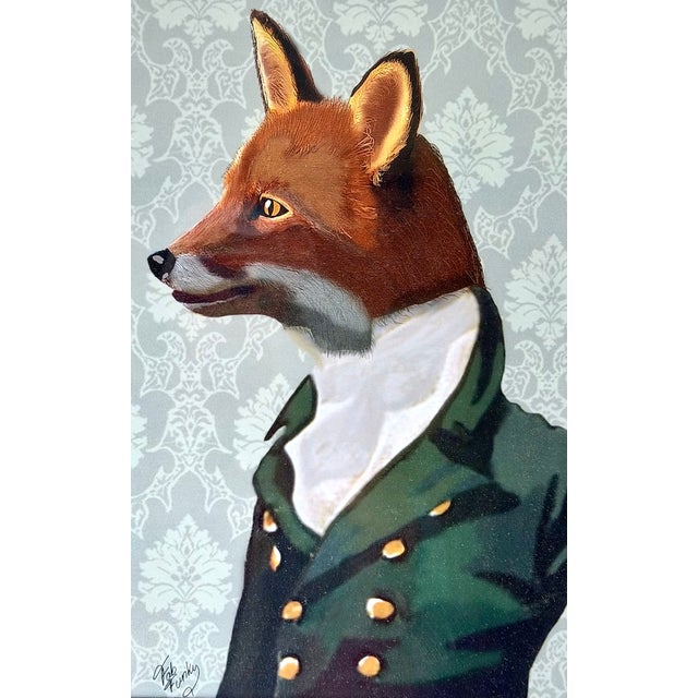 Vintage Fox in Gentleman's Attire Framed Print For Sale - Image 4 of 6