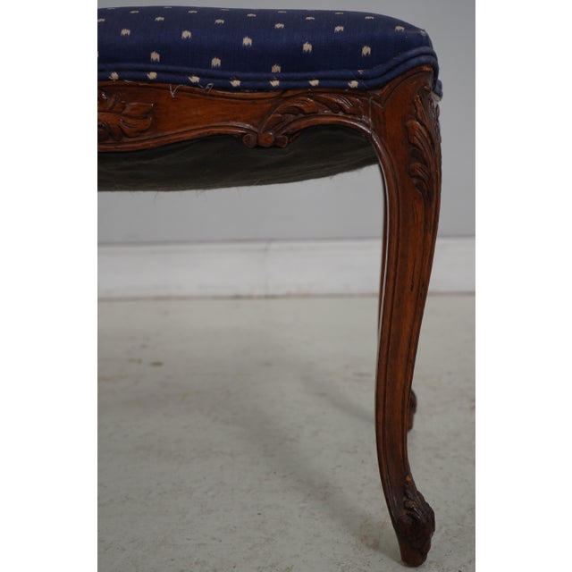 Brown Louis XV French Style Carved Footstool W. Upholstered Seat For Sale - Image 8 of 12