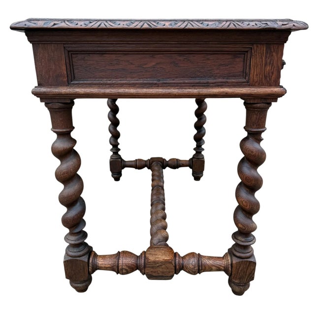 Antique French Desk with Twisted Legs in Oak, 1890s For Sale - Image 10 of 18
