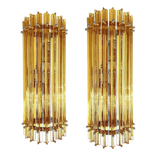 Amber Triedro Murano Glass Wall Sconce in Venini by Simoeng, Set of 2 For Sale