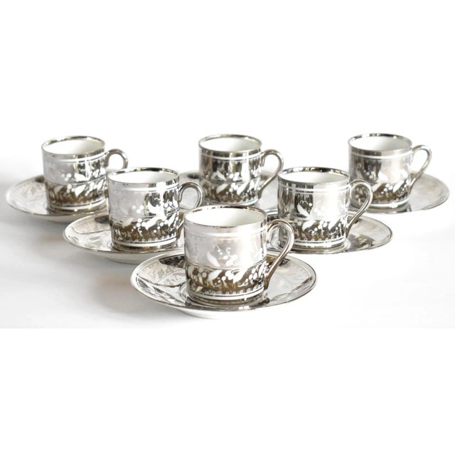 Georgian Silver Luster Coffee Cups & Saucers - Service for 6 For Sale - Image 12 of 12