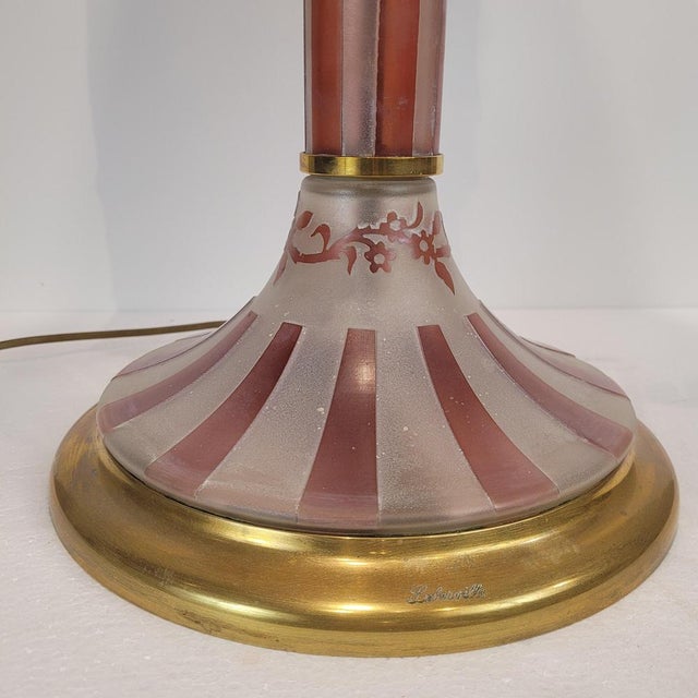 Art Nouveau Bent Glass and Acid Etching Table Lamp from Suberville, France, 1940s For Sale - Image 12 of 18
