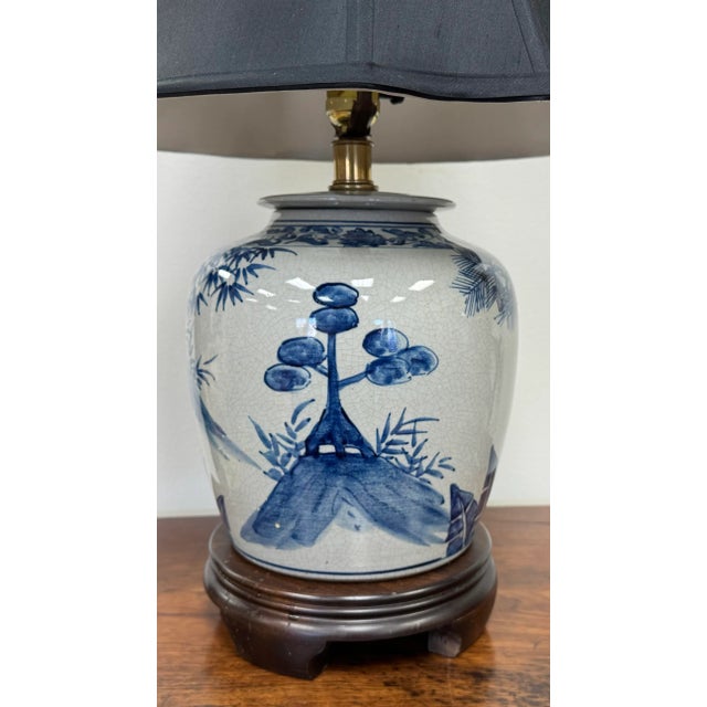 Wood Vintage Frederick Cooper Ginger Jar Table Lamp on Wood Base For Sale - Image 7 of 9