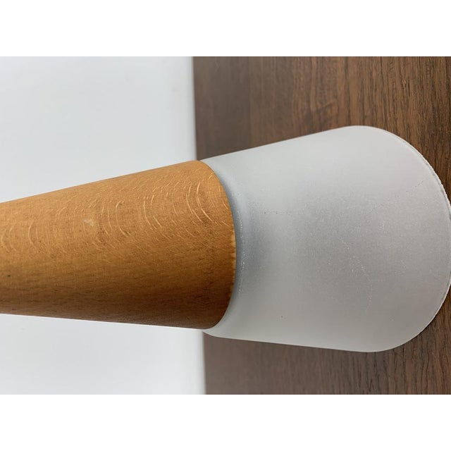 Mid-Century Modern Glass and Teak Pendant Light from Es Horn, Denmark, 1980s For Sale - Image 3 of 11