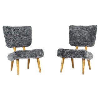 Set of Norwegian Sheepskin Chairs, 1940s For Sale