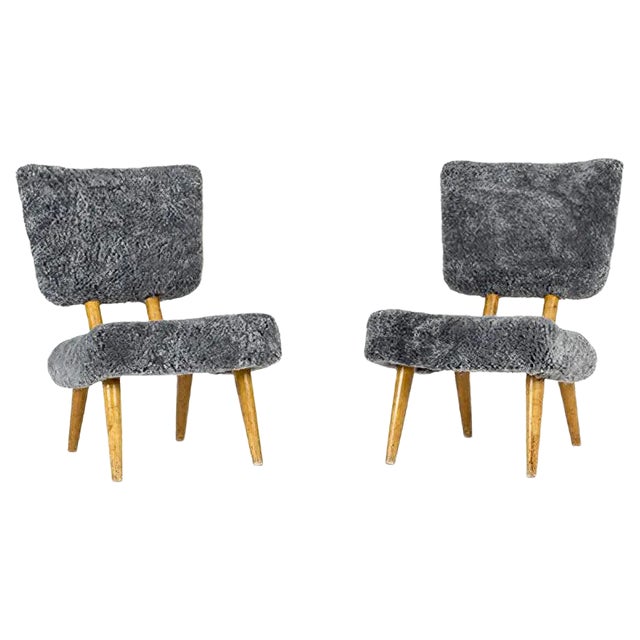 Set of Norwegian Sheepskin Chairs, 1940s For Sale