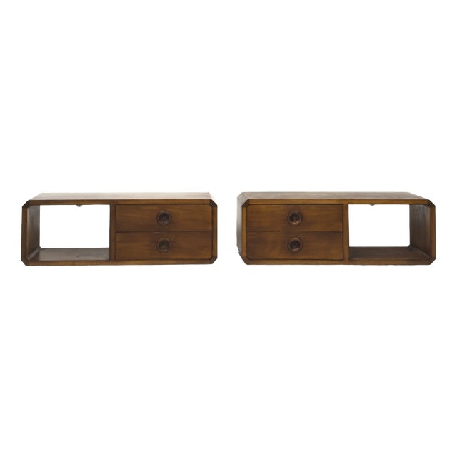 Mid-Century Danish Floating Wall-Hung Nightstands, 1960s, Set of 2 For Sale