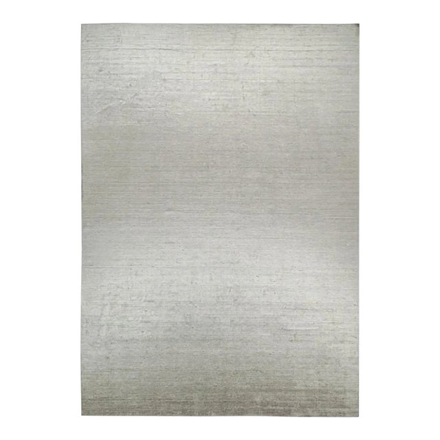 2010s Rug & Kilim’s Modern Rug in Solid Gray and Off-White Striae - 14x20 For Sale