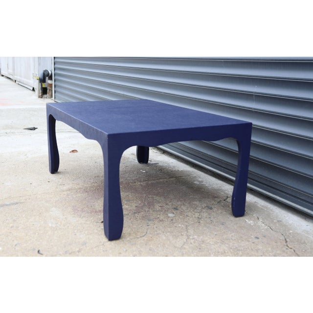 Carl Springer Style Blue Raffia Coffee Table For Sale In New York - Image 6 of 8
