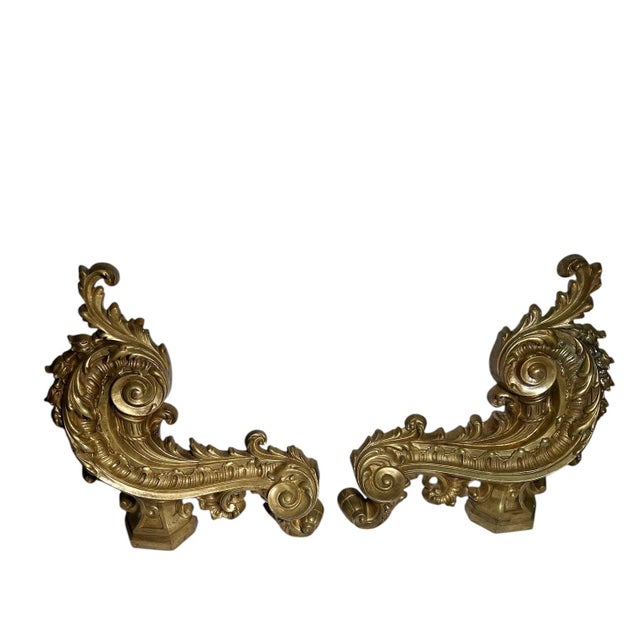 French Late 19th Century French Bronze Dore Chenets - a Pair For Sale - Image 3 of 5