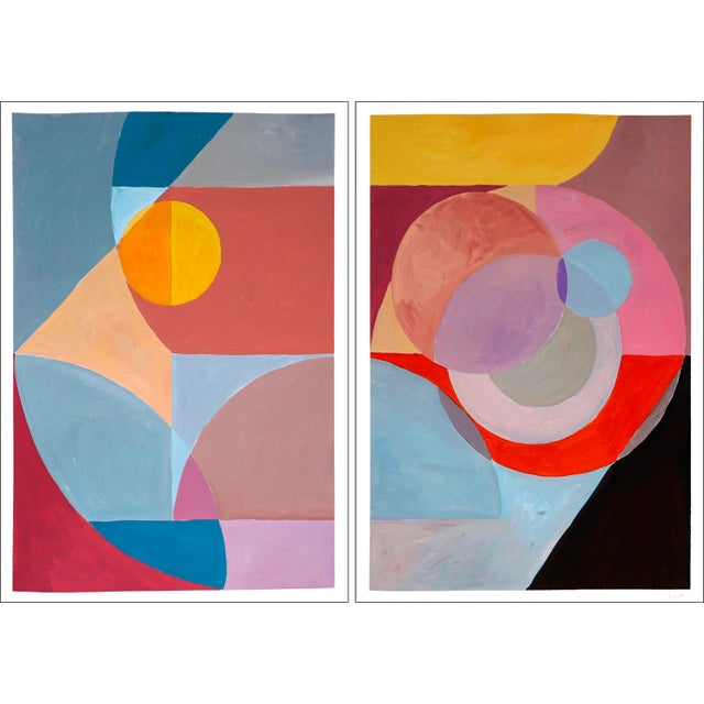 2023 "Eclipse Reflection on a Building" Neo-Constructivist Modern Acrylic Painting on Watercolor Paper by Natalia Roman For Sale - Image 11 of 11