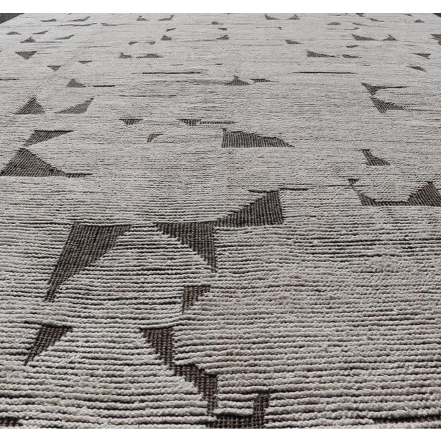 Textile Fine Modern Rug in White & Light Taupe Tones With Abstract & Geometric Design For Sale - Image 7 of 12