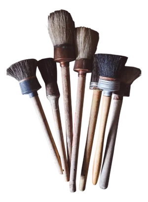 Set of Antique French Lime Brushes, Set of 7
