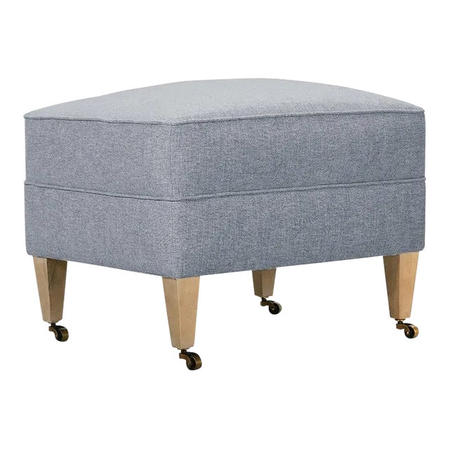Alcott Ottoman, Slate Linen For Sale