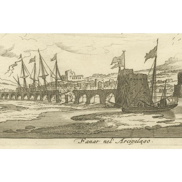 Peeters, View of Fanar in the Aegean Archipelago with Bridge and Ships, 1680, Print For Sale - Image 3 of 6