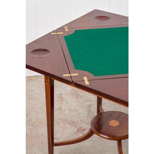 1910s Edwardian Mahogany Envelope Card Table For Sale - Image 10 of 18