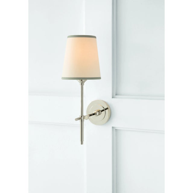 Modern Thomas O'Brien for Visual Comfort Signature Bryant Sconce in Polished Nickel with Natural Paper Shade & Silver Tape For Sale - Image 3 of 3