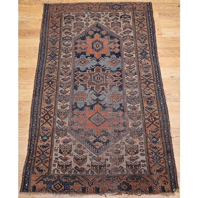 "An exceptional 19th-century Persian Malayer area rug, masterfully handwoven circa the late 1800s. This vintage piece...