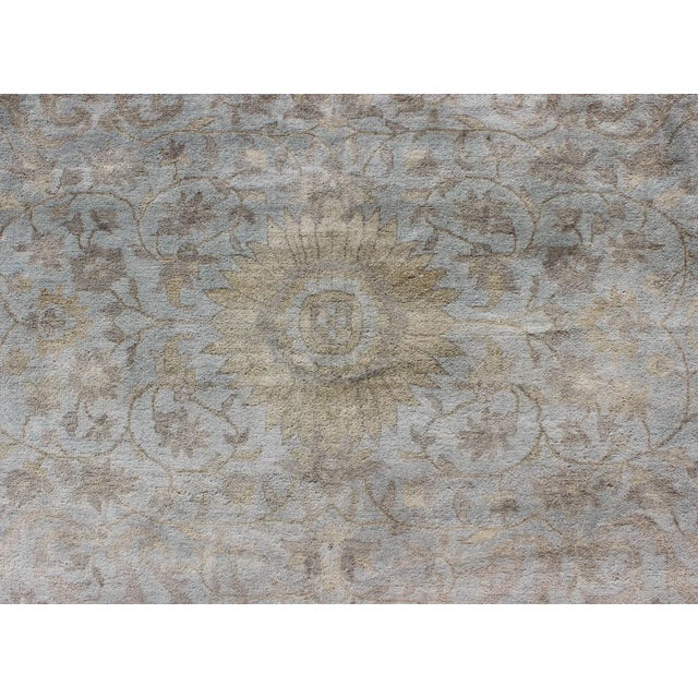 Textile Large Floral Tabriz With Floral Design in Lt. Blue by Keivan Woven Arts For Sale - Image 7 of 11