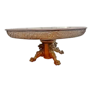 Large 19th Century Oak Claw Foot Table W Lions Heads and Hairy Paw Feet No Leafs