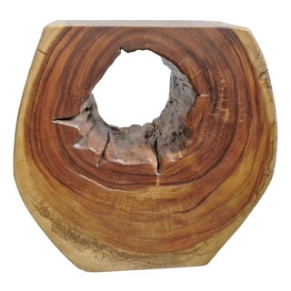 Organic Modern Monkey Pod Side Table For Sale