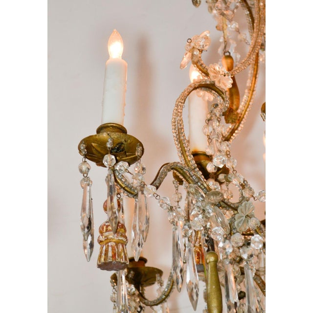 Italian Beaded Giltwood Chandelier For Sale - Image 4 of 9