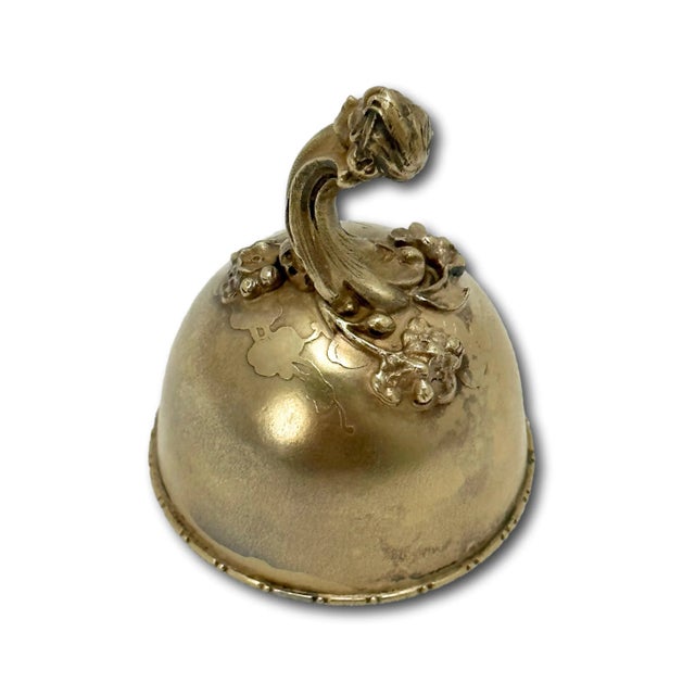 Metal Fine Quality Antique American Victorian Rococo Style Gold Gilt Sterling Silver Dinner Bell Made by Gorham in 1897 For Sale - Image 7 of 12