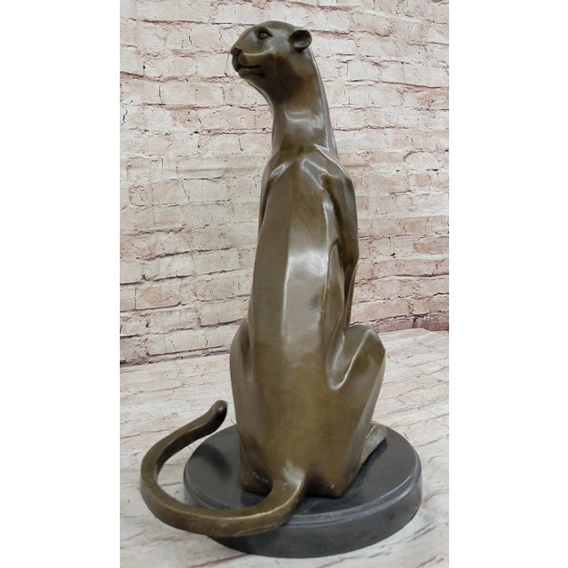 Henry Moore Modern Art Extra Large Mountain Lion Bronze Sculpture By Henry Moore Figurine For Sale - Image 4 of 10