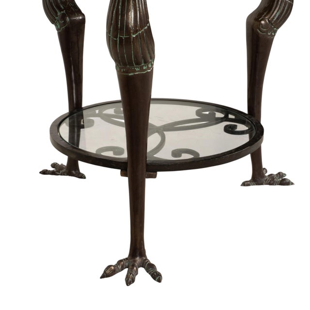 Bronze Bird Form Side Tables W/ Marble Tops Attributed to Maitland Smith - A Pair For Sale - Image 11 of 17