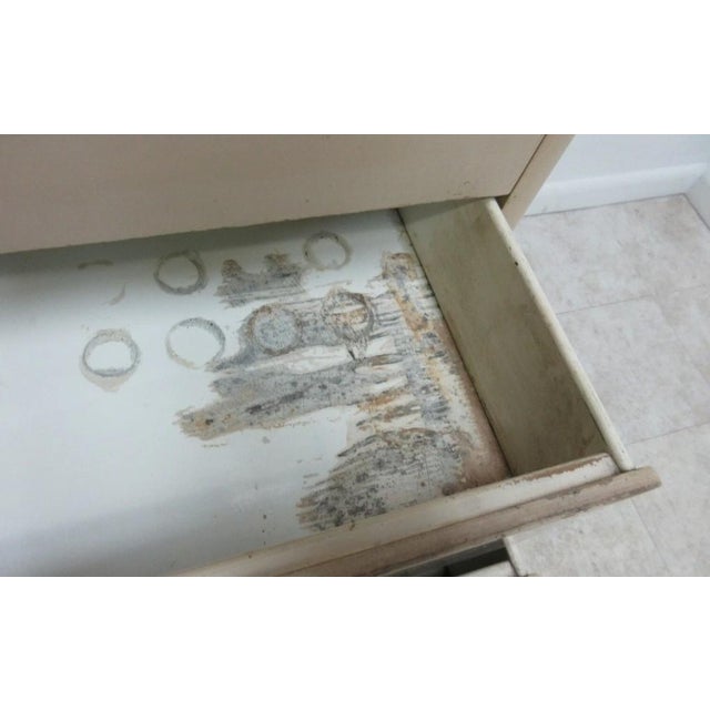 1940s Art Deco Dental Cabinet Industrial Medical Chest Dresser Tan 10 Drawer For Sale - Image 4 of 12