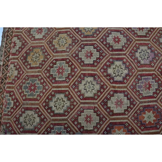 Turkish Vintage Handwoven Wool Kilim Carpet For Sale - Image 3 of 10