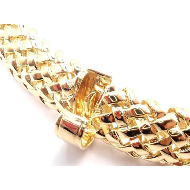 Vintage Tiffany & Co. Vannerie Diamond Sapphire Basket Weave Yellow Gold Necklace For Sale - Image 11 of 17