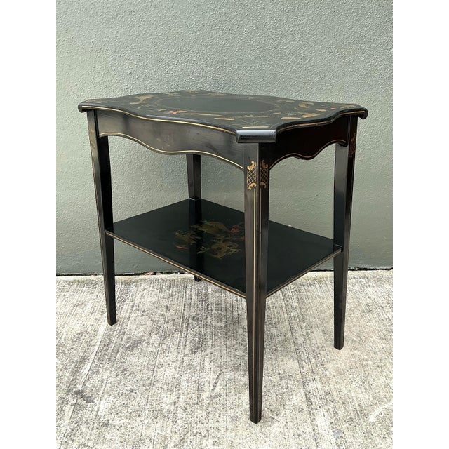 Vintage Hand Painted Chinoiserie Side Table For Sale - Image 11 of 12