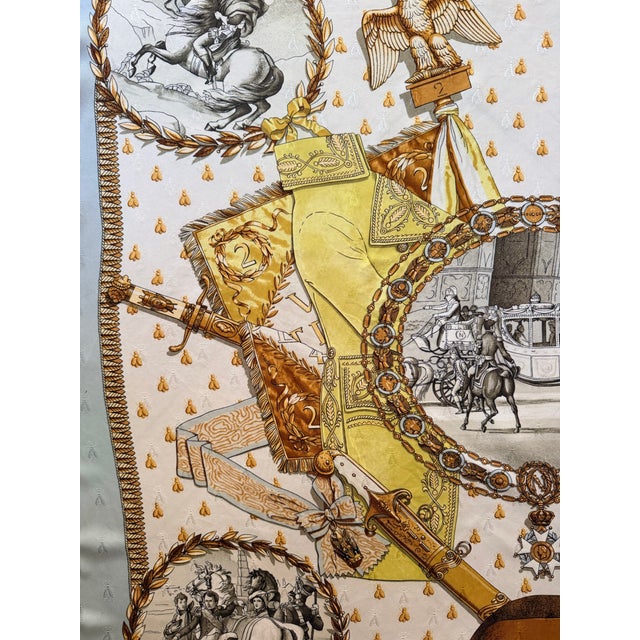 Textile Hermès Napoléon Silk Scarf 1985 Designed by Philippe Ledoux For Sale - Image 7 of 12