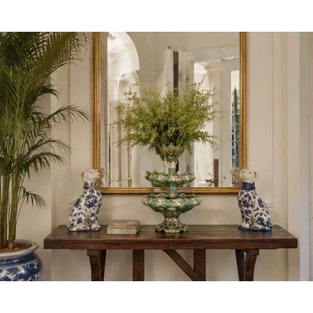 Green A Vintage Majolica Tiered Pottery Centerpiece, 20th Century For Sale - Image 8 of 12