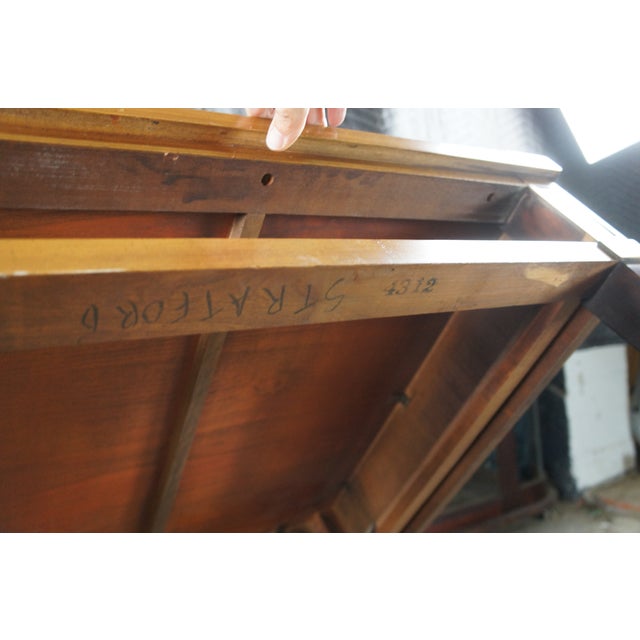 Black Vintage French Louis XVI Style Mahogany Ebonized Tooled Leather Top Side Table For Sale - Image 8 of 15