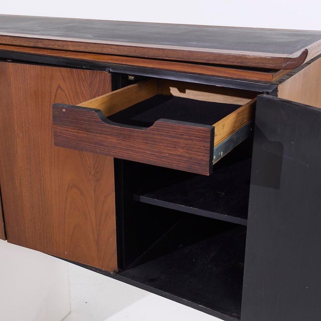 Brown Harvey Probber Style Mid Century Walnut Wall Mounted Curved Credenza For Sale - Image 8 of 9