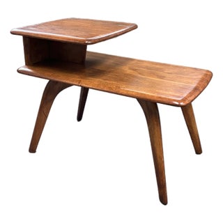 Haywood Wakefield 2 Tier Maple Wood Side Table 1960s (Signed) For Sale