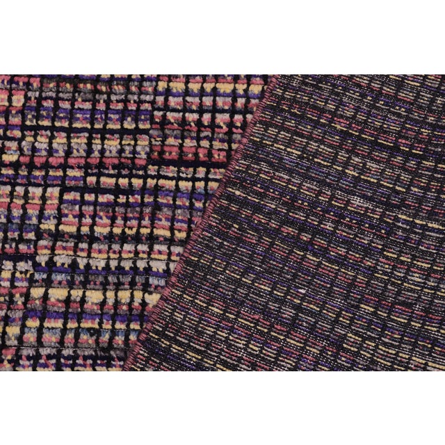 Textile Boho Chic Black/Gold High Low Wool Rug - 5'10'' X 9'1'' For Sale - Image 7 of 9