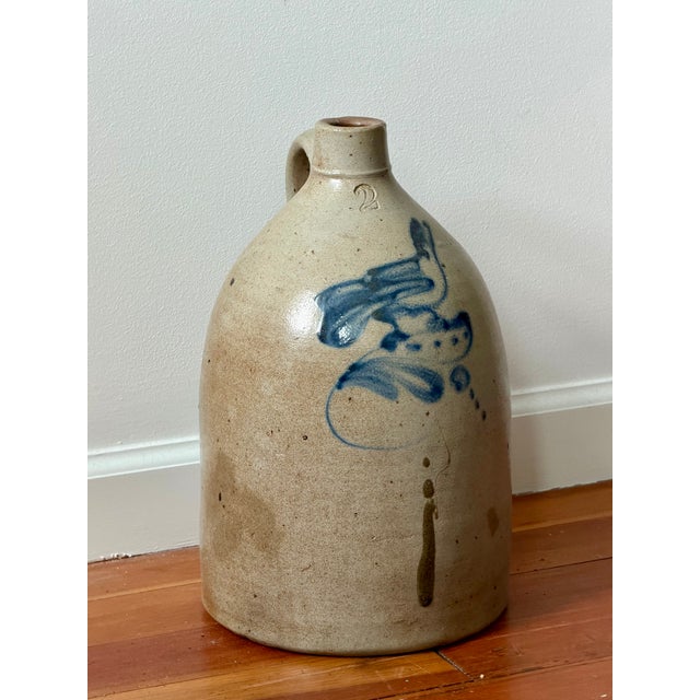 Farmhouse 19th C. Blue Bird Stoneware Jug With Cobalt Decoration, Impressed 2 For Sale - Image 3 of 8
