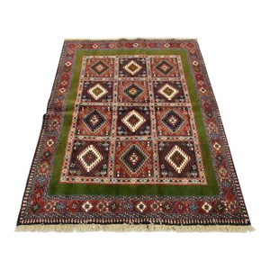 Vintage Yalameh Rug 5' X 6'5'' Multicolor Wool Tribal Hand-Knotted Carpet
