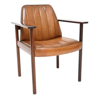 Vintage Leather Armchair by Sven Ivar Dysthe for Dokka, 1960s For Sale