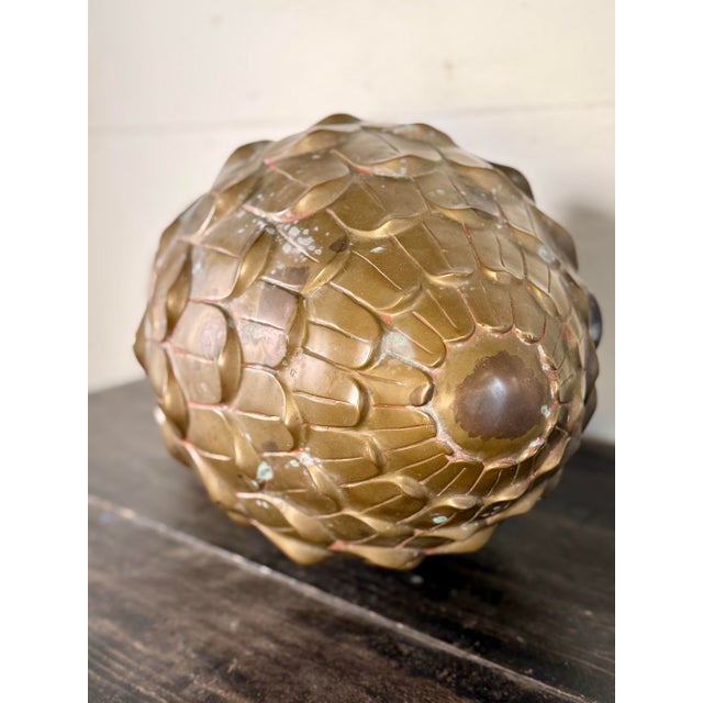 Early 20th Century Antique French Tall Brass Artichoke Finial For Sale - Image 5 of 10