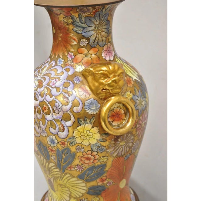 Vintage Chinoiserie Orange Porcelain Ceramic Foo Dog Table Lamp For Sale - Image 12 of 12