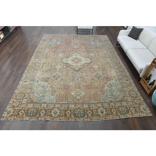 Persian 1960s Vintage Persian Handmade Wool Cotton Brown Area Rug For Sale - Image 3 of 11