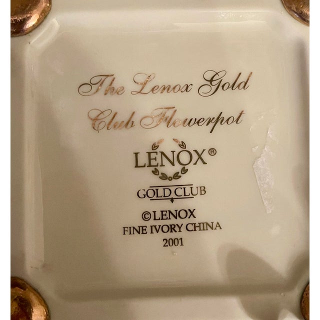 Lenox Porcelain Gilt Square Flower Pot For Sale - Image 12 of 12